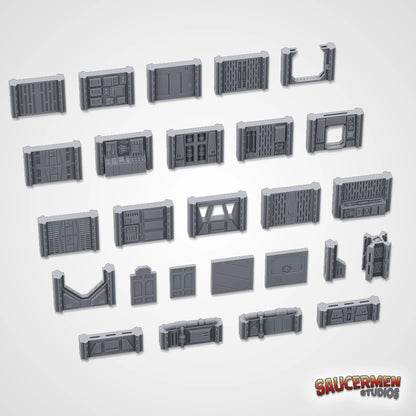 Intergalactic Assault: Modular Walls – Base Set - Sci-Fi Grimdark Miniatures by Saucermen Studios, Wargame Scale 3D Printed - photo 2