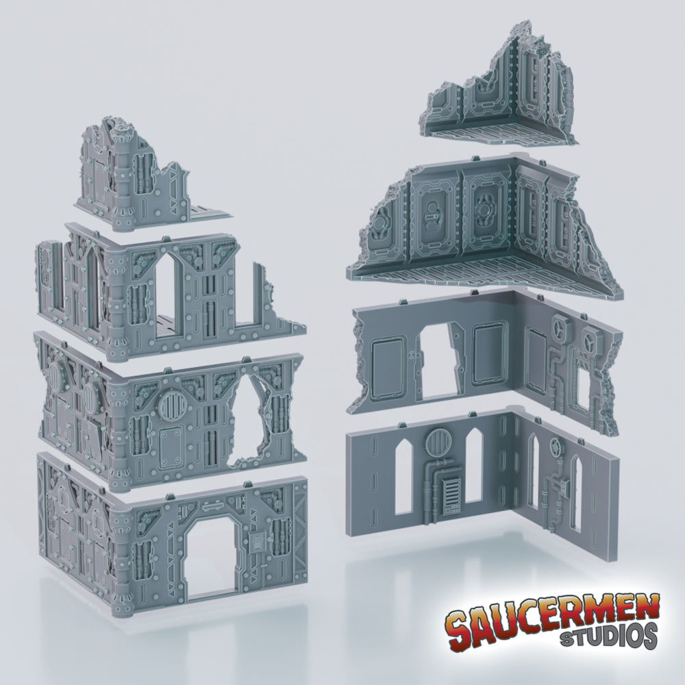Gothic Factory City Ruins - Sci-Fi Grimdark Miniatures by Saucermen Studios, Wargame Scale 3D Printed - photo 2
