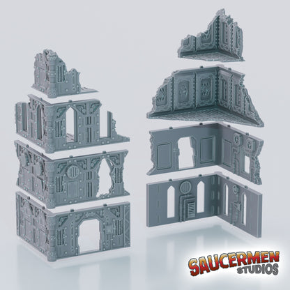 Gothic Factory City Ruins - Sci-Fi Grimdark Miniatures by Saucermen Studios, Wargame Scale 3D Printed - photo 2