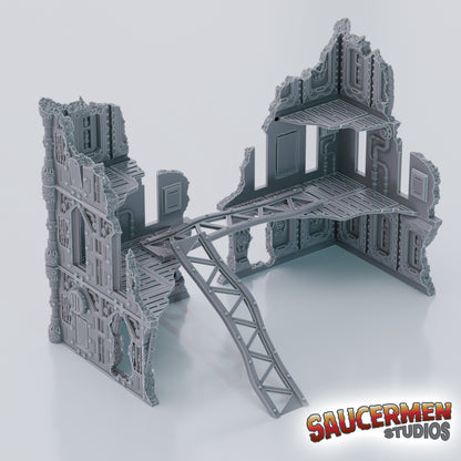 Gothic Factory City Ruins - Sci-Fi Grimdark Miniatures by Saucermen Studios, Wargame Scale 3D Printed - photo 3
