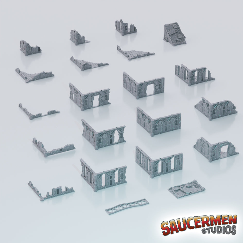 Gothic Factory City Ruins - Sci-Fi Grimdark Miniatures by Saucermen Studios, Wargame Scale 3D Printed - photo 5
