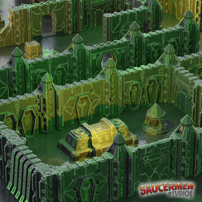 Tomb Assault: Modular Walls – Base Set - Sci-Fi Grimdark Miniatures by Saucermen Studios, Wargame Scale 3D Printed - photo 3