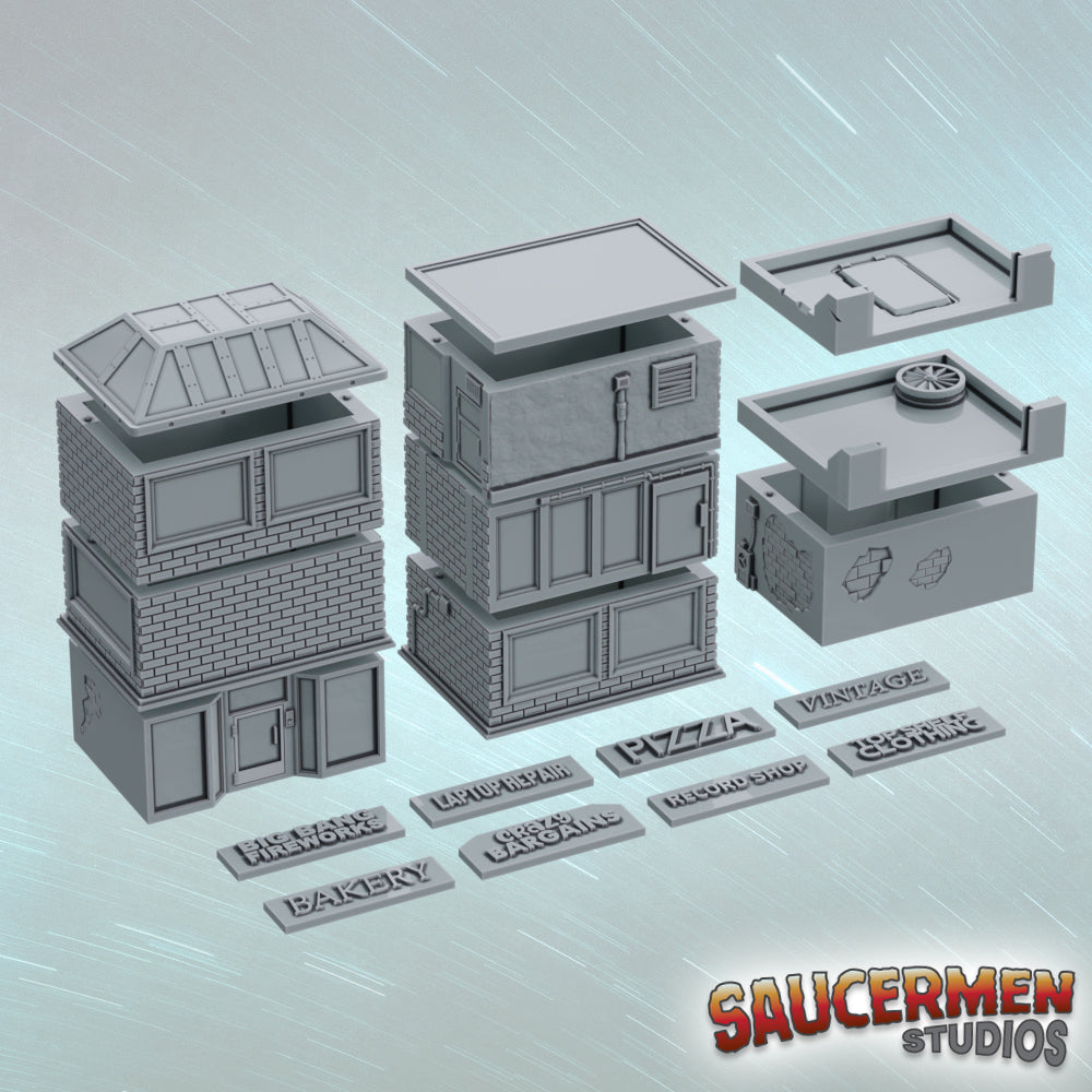 Modern Buildings – Shop BUNDLE - Sci-Fi Grimdark Miniatures by Saucermen Studios, Wargame Scale 3D Printed - photo 2