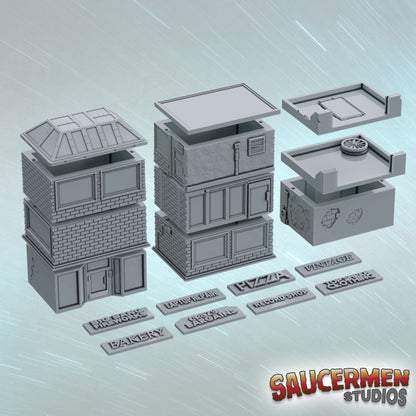 Modern Buildings – Shop BUNDLE - Sci-Fi Grimdark Miniatures by Saucermen Studios, Wargame Scale 3D Printed - photo 2