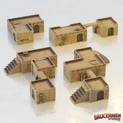 Desert Settlement – Dwellings - Sci-Fi Grimdark Miniatures by Saucermen Studios, Wargame Scale 3D Printed