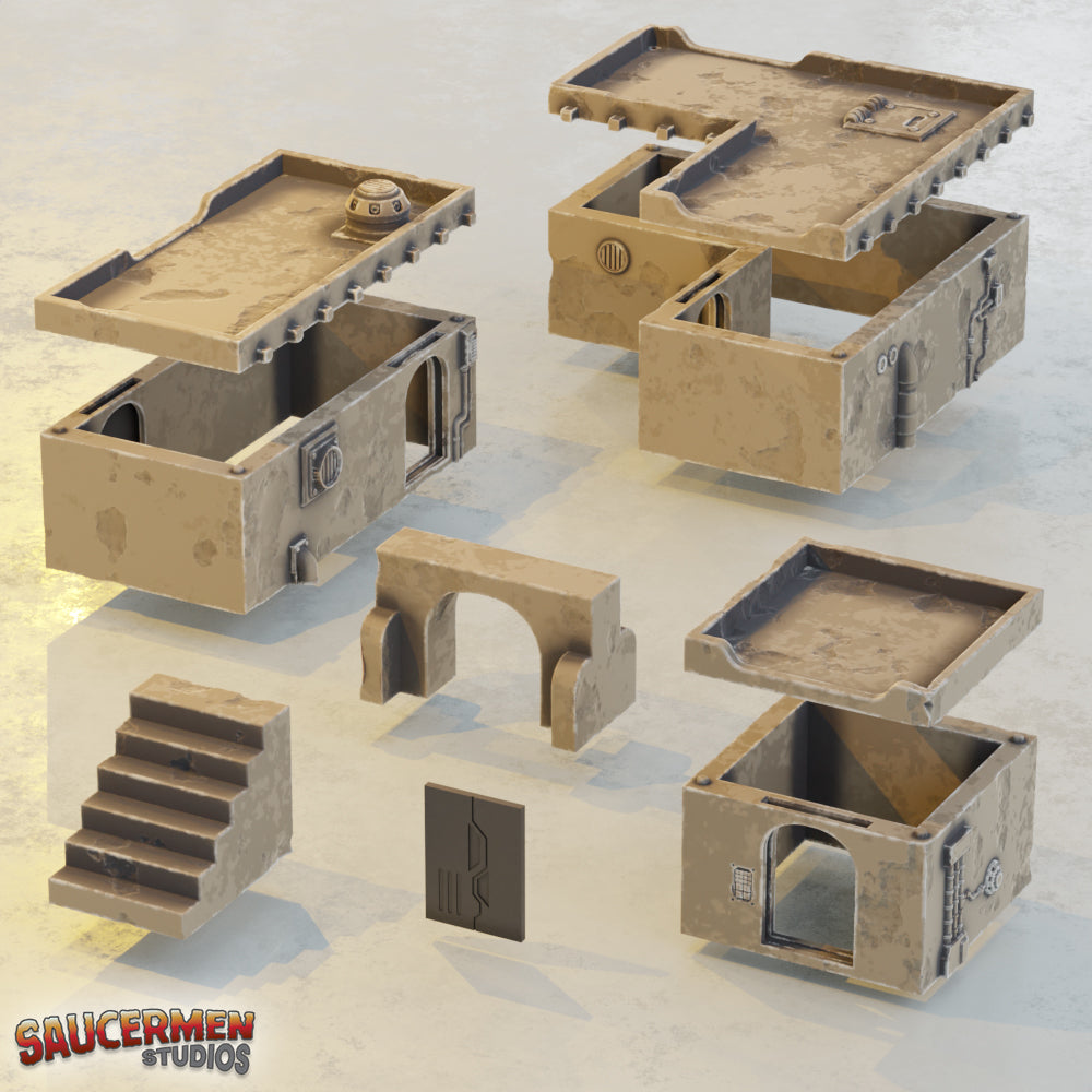 Desert Settlement – Dwellings - Sci-Fi Grimdark Miniatures by Saucermen Studios, Wargame Scale 3D Printed - photo 2