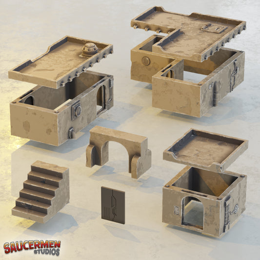 Desert Settlement – Dwellings - Sci-Fi Grimdark Miniatures by Saucermen Studios, Wargame Scale 3D Printed - photo 2