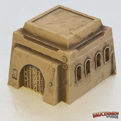 Desert Settlement – Hall - Sci-Fi Grimdark Miniatures by Saucermen Studios, Wargame Scale 3D Printed