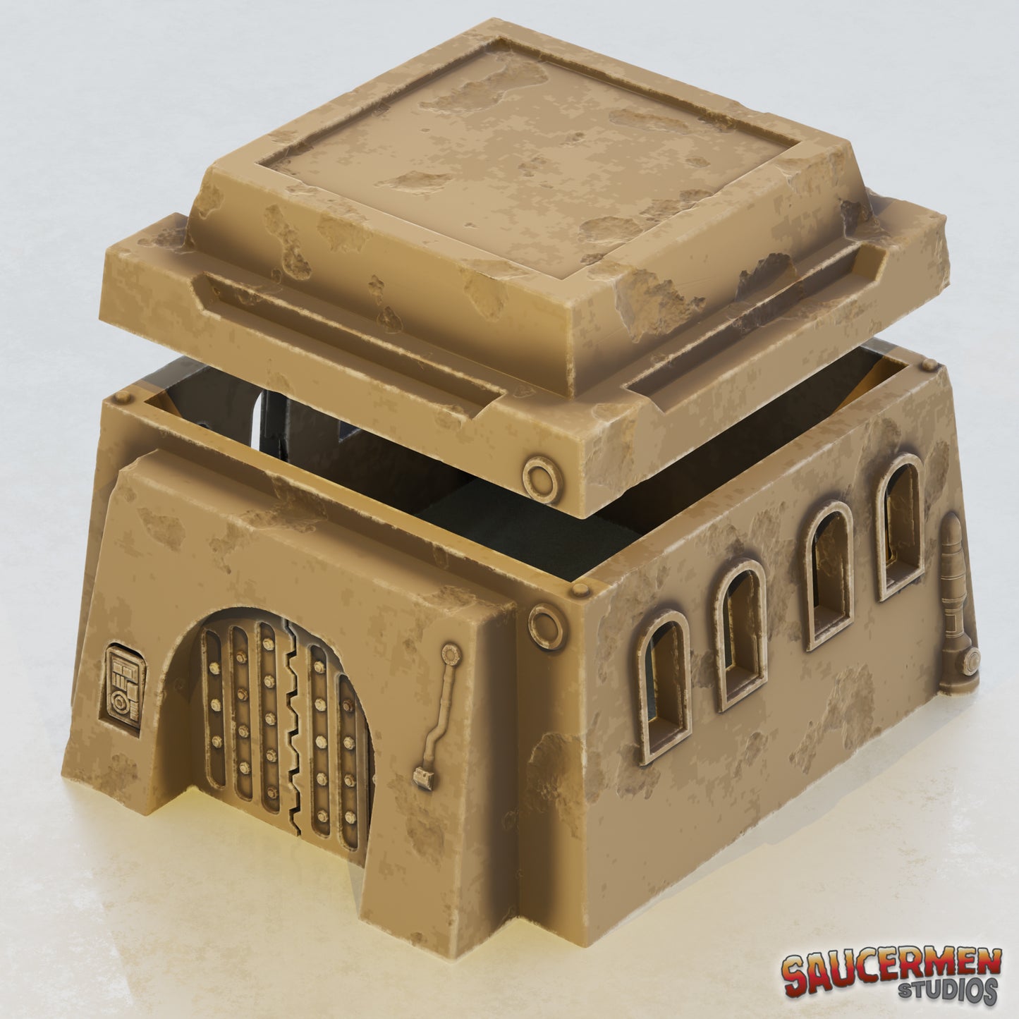 Desert Settlement – Hall - Sci-Fi Grimdark Miniatures by Saucermen Studios, Wargame Scale 3D Printed - photo 2