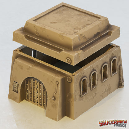 Desert Settlement – Hall - Sci-Fi Grimdark Miniatures by Saucermen Studios, Wargame Scale 3D Printed - photo 2