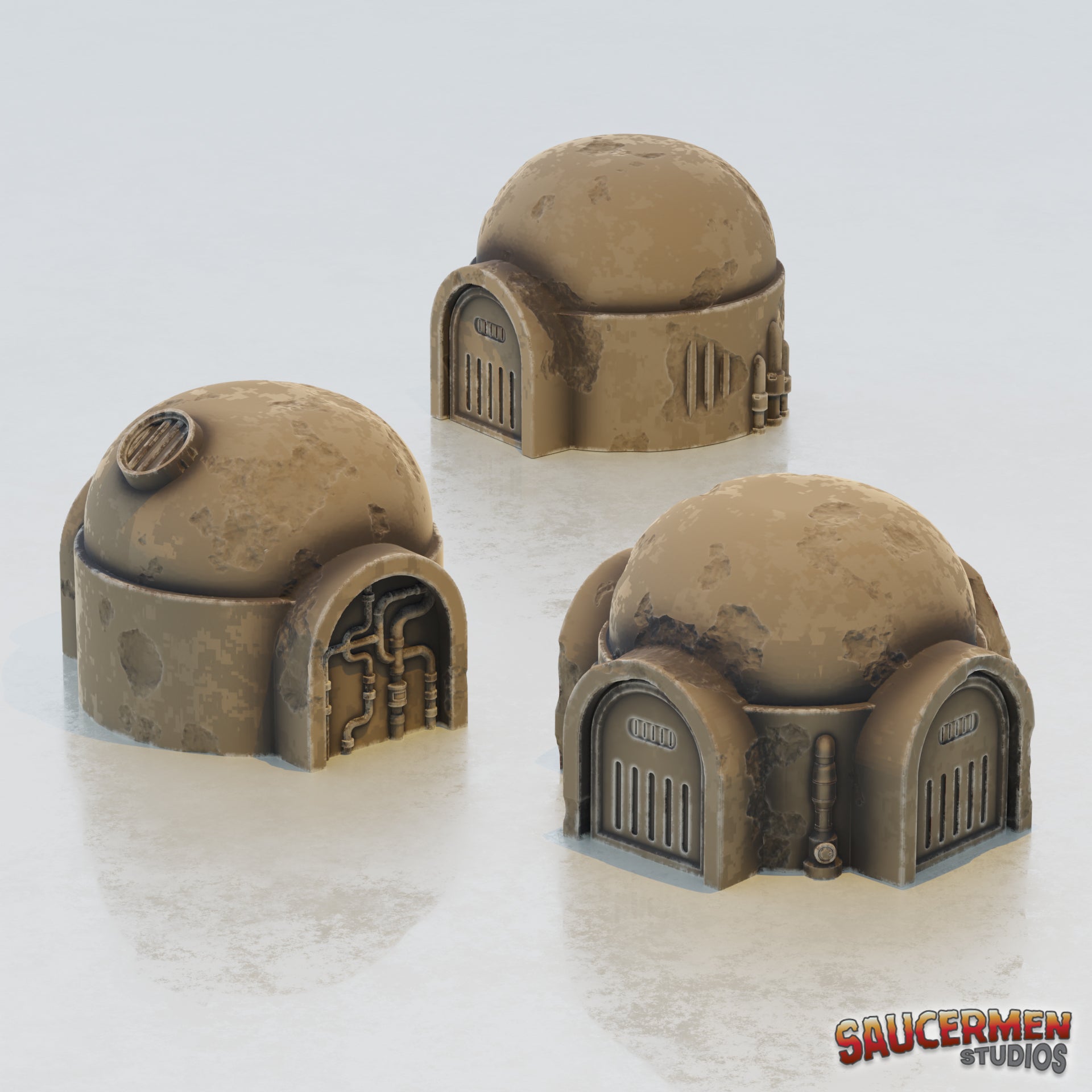 Desert Settlement – Huts - Sci-Fi Grimdark Miniatures by Saucermen Studios, Wargame Scale 3D Printed