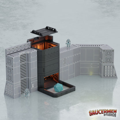 City Walls – Modular Dice Tower - Sci-Fi Grimdark Miniatures by Saucermen Studios, Wargame Scale 3D Printed