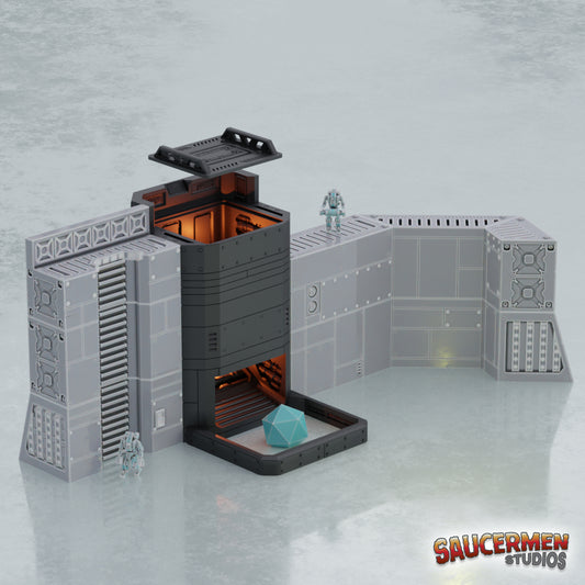 City Walls – Modular Dice Tower - Sci-Fi Grimdark Miniatures by Saucermen Studios, Wargame Scale 3D Printed