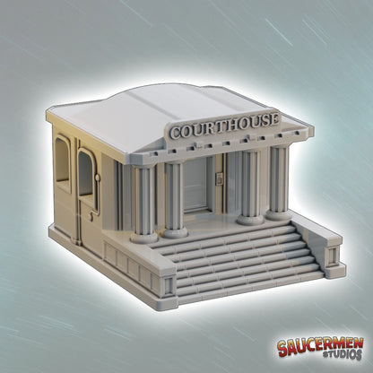 Modern Buildings – Courthouse - Sci-Fi Grimdark Miniatures by Saucermen Studios, Wargame Scale 3D Printed