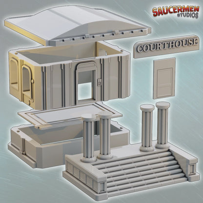 Modern Buildings – Courthouse - Sci-Fi Grimdark Miniatures by Saucermen Studios, Wargame Scale 3D Printed - photo 2
