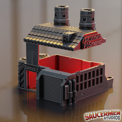 Pig Meat Factory Building - Sci-Fi Grimdark Miniatures by Saucermen Studios, Wargame Scale 3D Printed - photo 2