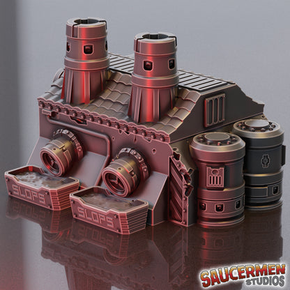 Pig Meat Factory Building - Sci-Fi Grimdark Miniatures by Saucermen Studios, Wargame Scale 3D Printed - photo 3