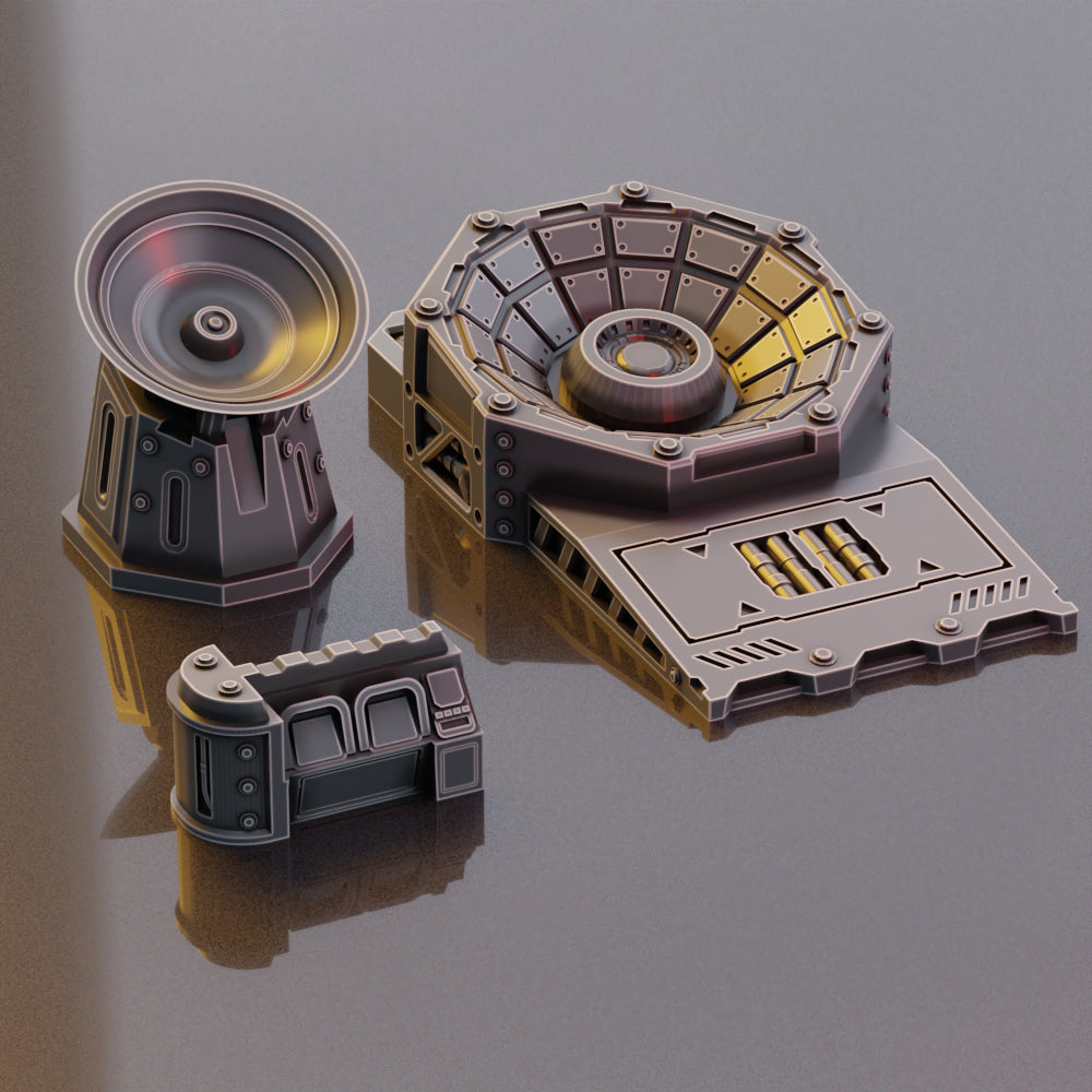 Radio satellite Scatter Pack - Sci-Fi Grimdark Miniatures by Saucermen Studios, Wargame Scale 3D Printed