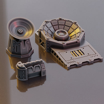 Radio satellite Scatter Pack - Sci-Fi Grimdark Miniatures by Saucermen Studios, Wargame Scale 3D Printed