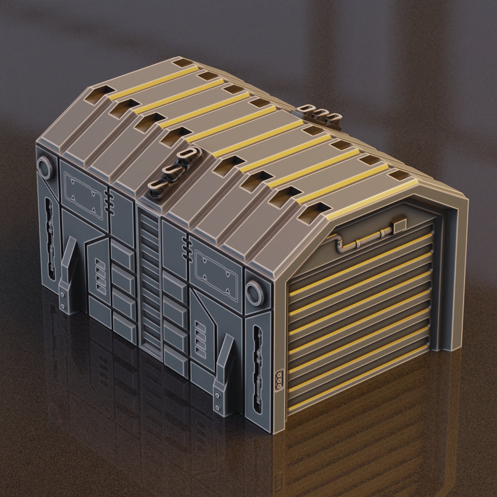 Supply Warehouse Shed - Sci-Fi Grimdark Miniatures by Saucermen Studios, Wargame Scale 3D Printed