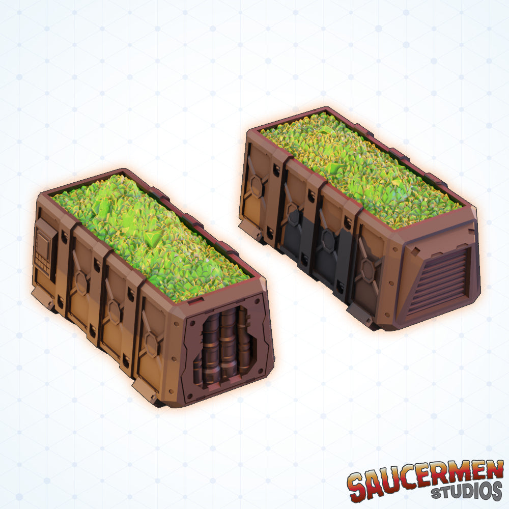 Mine Carts - Sci-Fi Grimdark Miniatures by Saucermen Studios, Wargame Scale 3D Printed