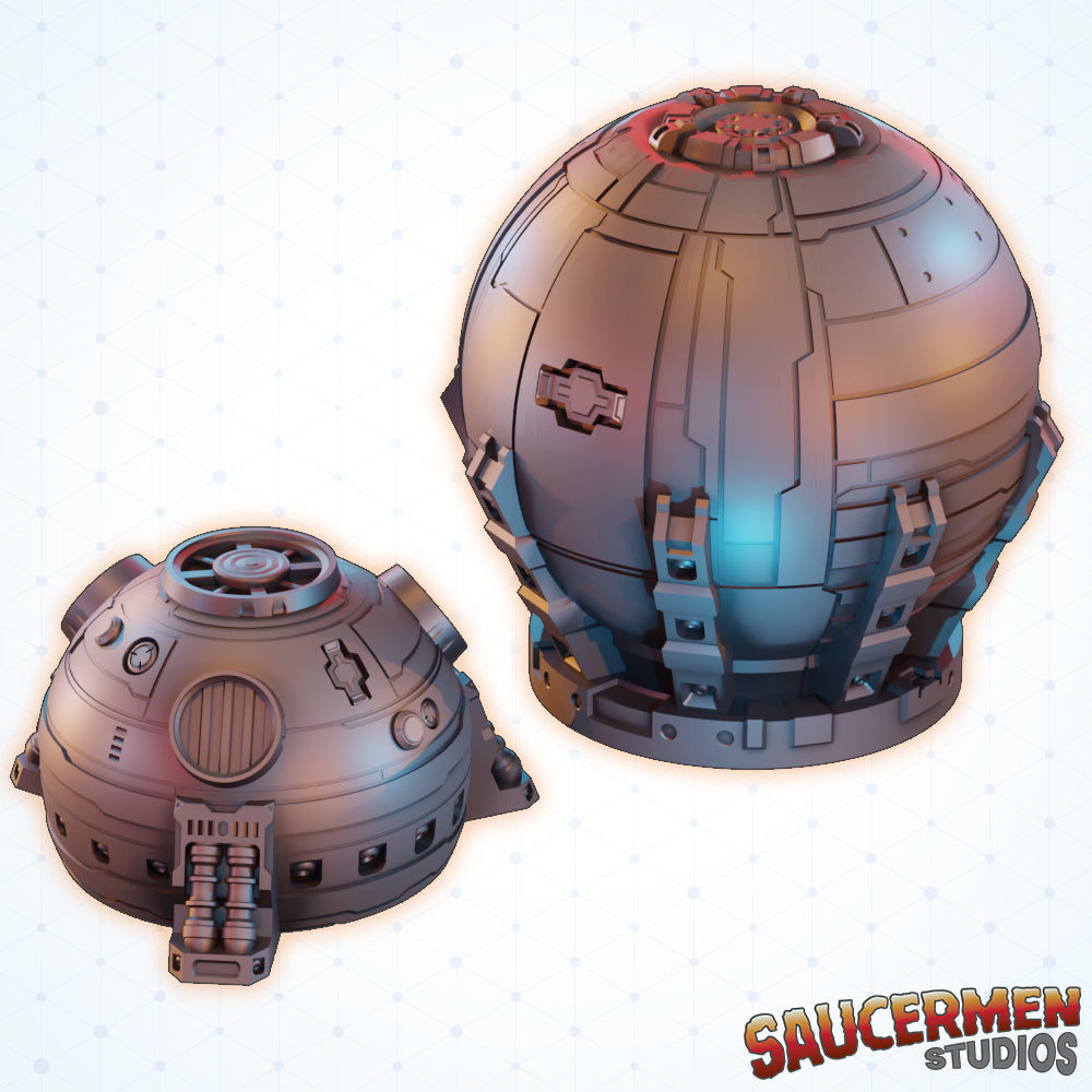 Orbic Containers - Sci-Fi Grimdark Miniatures by Saucermen Studios, Wargame Scale 3D Printed
