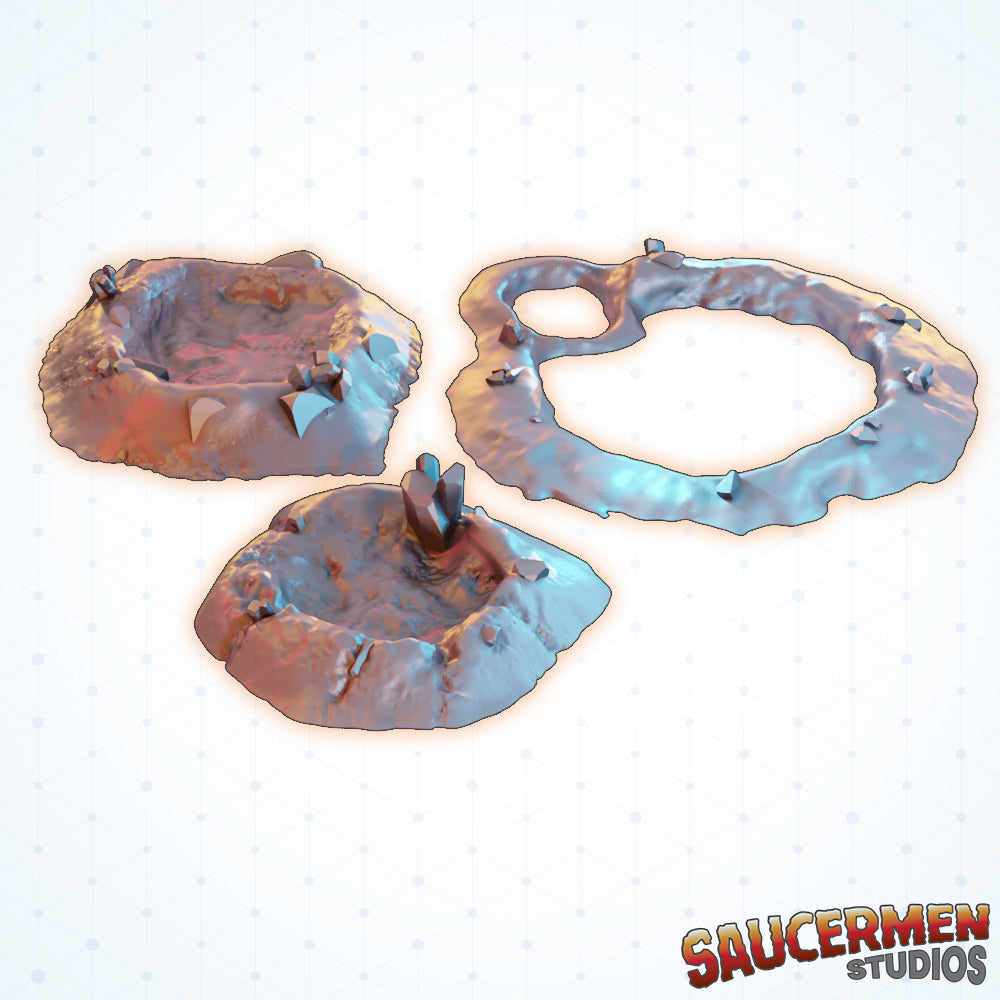Blast Craters - Sci-Fi Grimdark Miniatures by Saucermen Studios, Wargame Scale 3D Printed