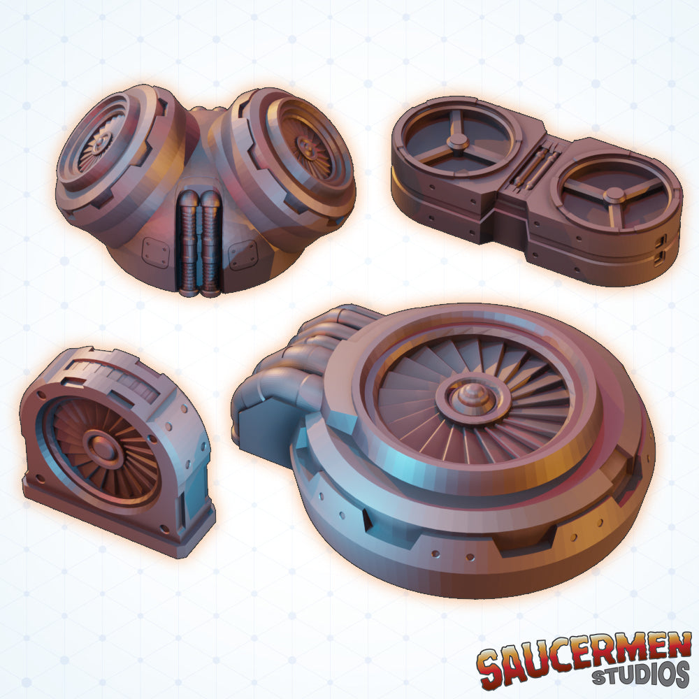 Ventilation Fans - Sci-Fi Grimdark Miniatures by Saucermen Studios, Wargame Scale 3D Printed