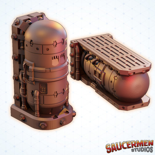 Storage Tanks - Sci-Fi Grimdark Miniatures by Saucermen Studios, Wargame Scale 3D Printed