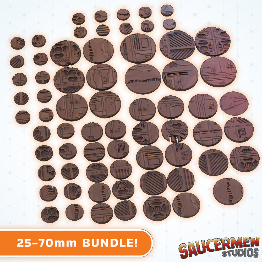 Mining Rig Bases 25-70mm BUNDLE - Sci-Fi Grimdark Miniatures by Saucermen Studios, Wargame Scale 3D Printed