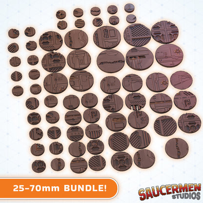 Mining Rig Bases 25-70mm BUNDLE - Sci-Fi Grimdark Miniatures by Saucermen Studios, Wargame Scale 3D Printed