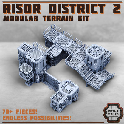 Risor District Terrain Kit 2.0 - Sci-Fi City Skirmish Wargaming Terrain by Print Minis