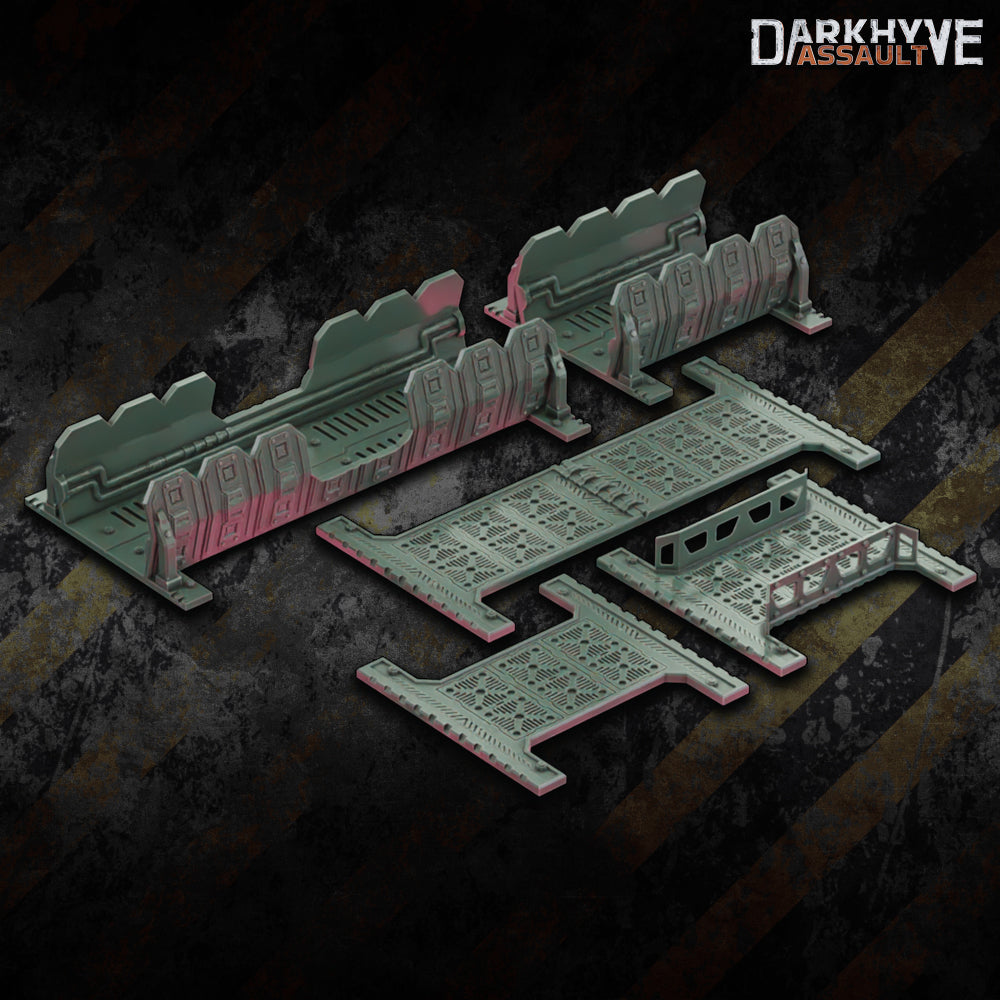DarkHyve Assault – Gantries & Walkways - Sci-Fi Grimdark Miniatures by Saucermen Studios, Wargame Scale 3D Printed