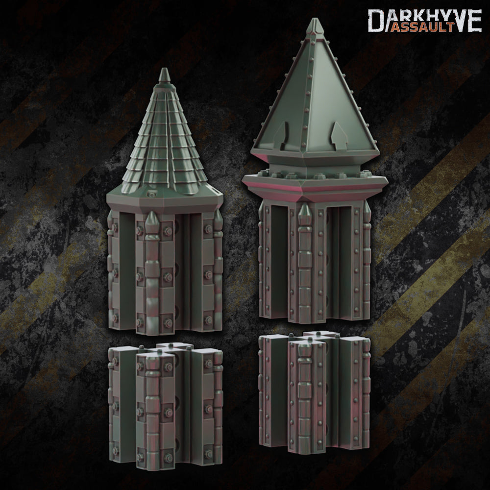 DarkHyve Assault – Spire Columns - Sci-Fi Grimdark Miniatures by Saucermen Studios, Wargame Scale 3D Printed
