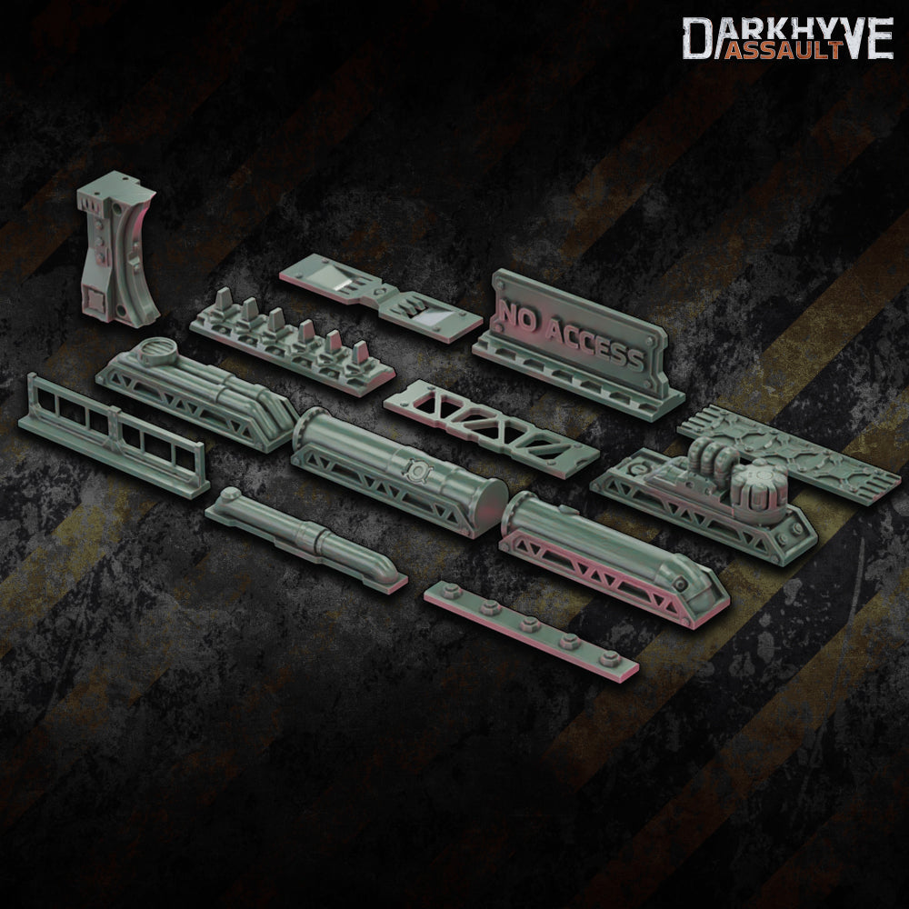 DarkHyve Assault – Crossbeams & Pillars - Sci-Fi Grimdark Miniatures by Saucermen Studios, Wargame Scale 3D Printed