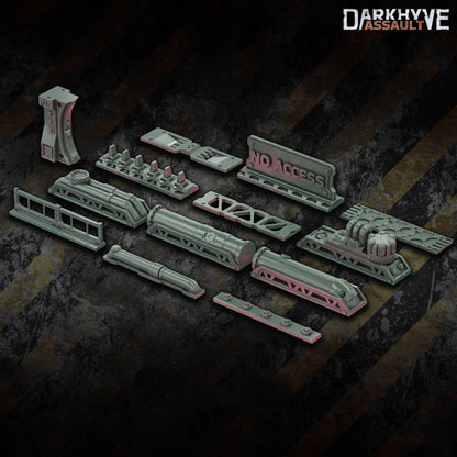 DarkHyve Assault – Crossbeams & Pillars - Sci-Fi Grimdark Miniatures by Saucermen Studios, Wargame Scale 3D Printed