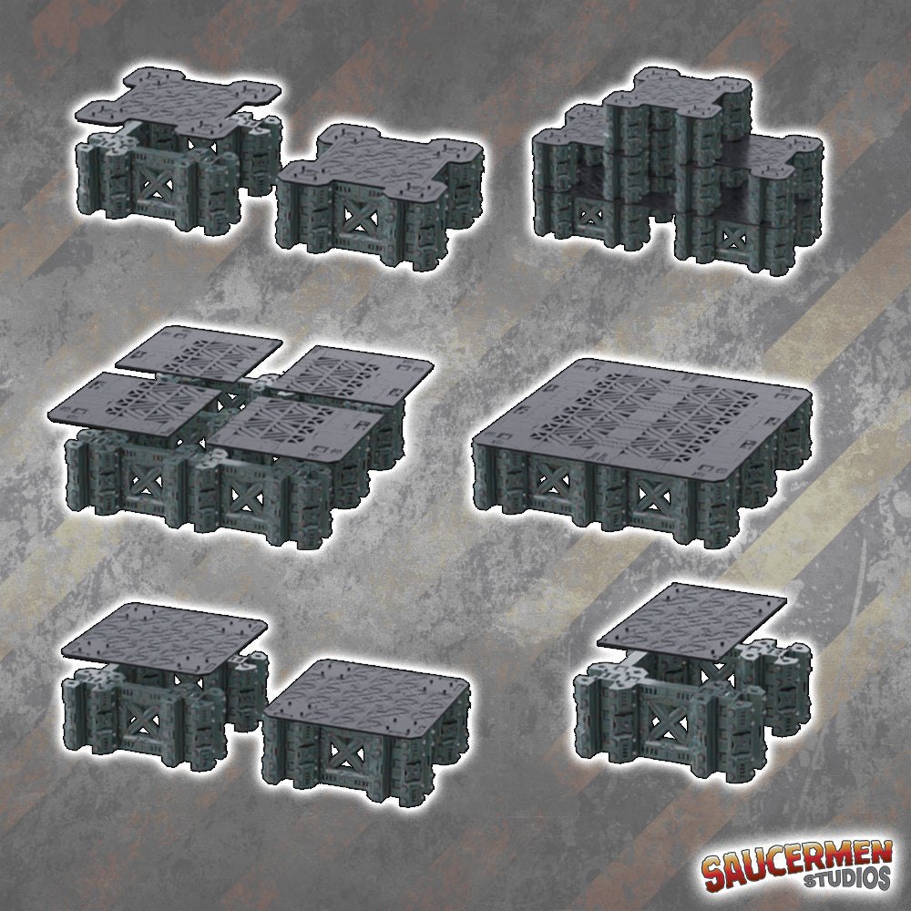 DarkHyve Assault – Platforms Kit - Sci-Fi Grimdark Miniatures by Saucermen Studios, Wargame Scale 3D Printed