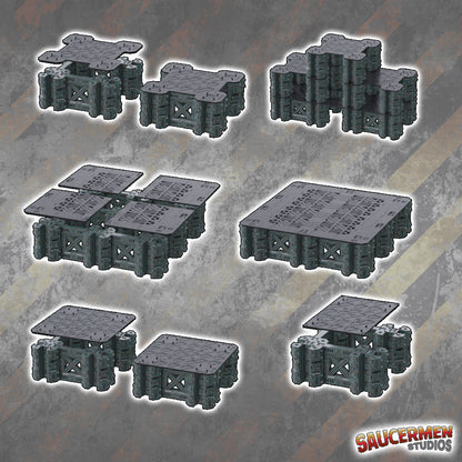 DarkHyve Assault – Platforms Kit - Sci-Fi Grimdark Miniatures by Saucermen Studios, Wargame Scale 3D Printed