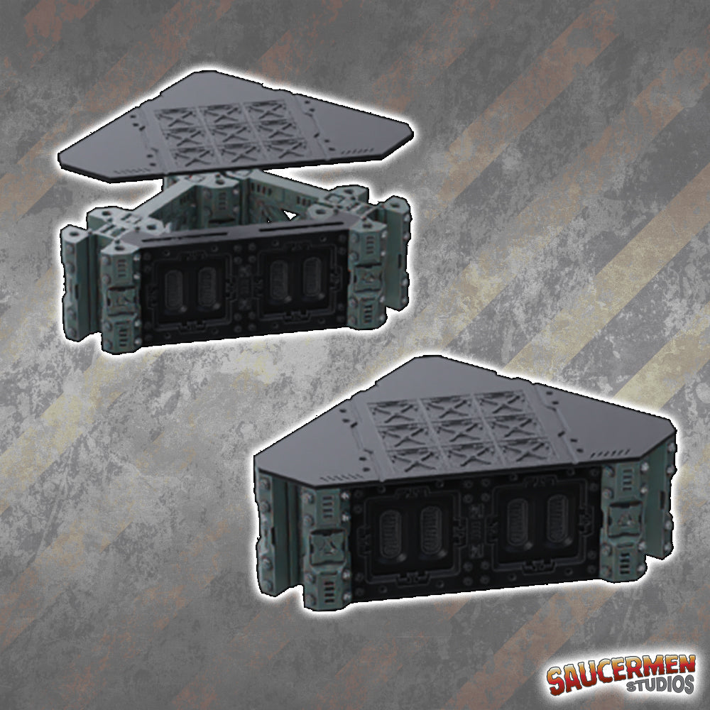DarkHyve Assault – Corner Walls - Sci-Fi Grimdark Miniatures by Saucermen Studios, Wargame Scale 3D Printed