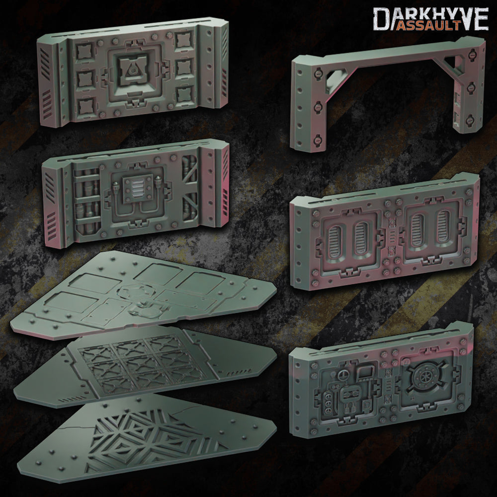 DarkHyve Assault – Corner Walls - Sci-Fi Grimdark Miniatures by Saucermen Studios, Wargame Scale 3D Printed - photo 2