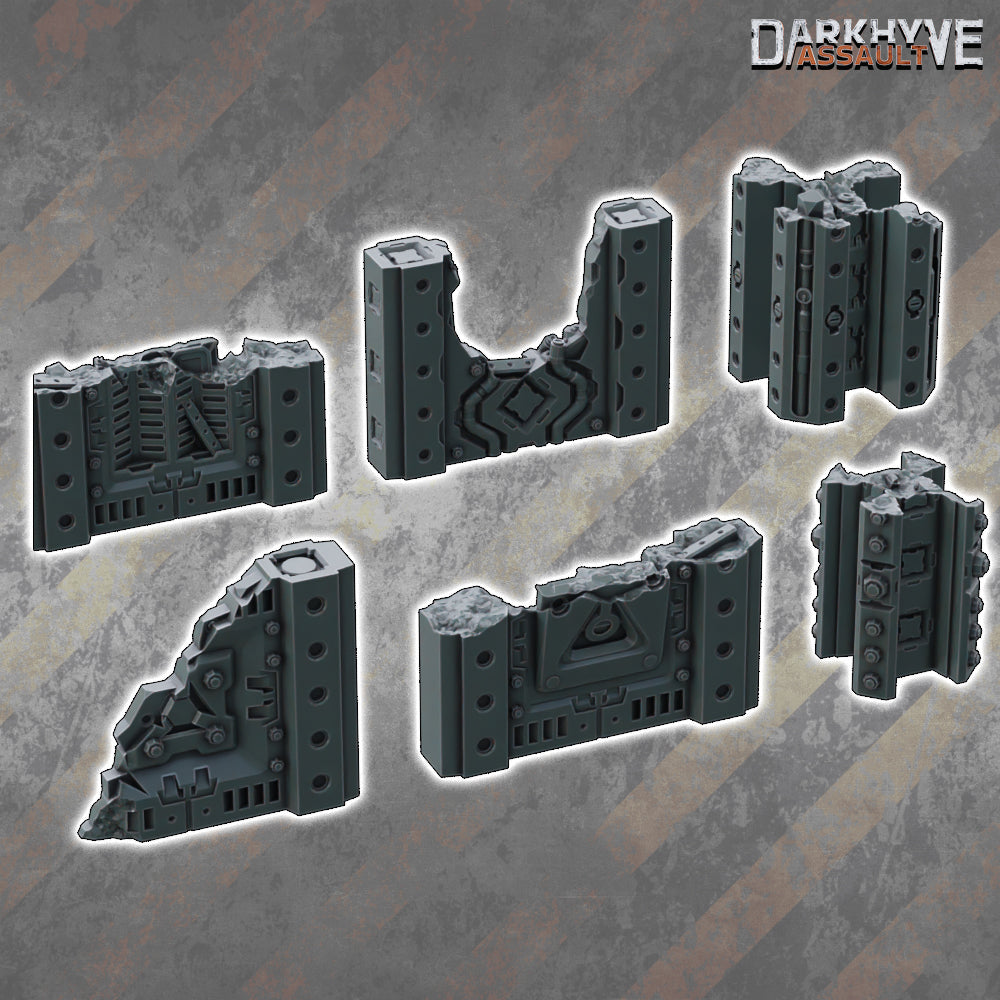 DarkHyve Assault – Damaged Sections - Sci-Fi Grimdark Miniatures by Saucermen Studios, Wargame Scale 3D Printed - photo 2