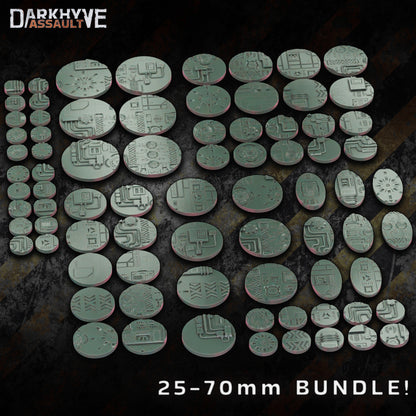 DarkHyve Assault Sci-fi Bases 25-70mm BUNDLE - Sci-Fi Grimdark Miniatures by Saucermen Studios, Wargame Scale 3D Printed
