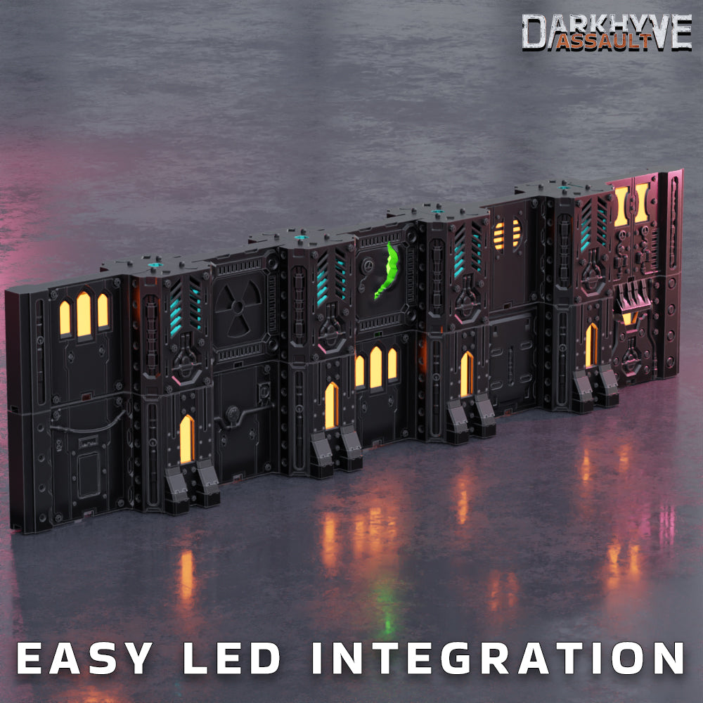 DarkHyve Assault – LED Integrated Walls & Junctions - Sci-Fi Grimdark Miniatures by Saucermen Studios, Wargame Scale 3D Printed - photo 3