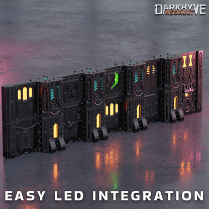 DarkHyve Assault – LED Integrated Walls & Junctions - Sci-Fi Grimdark Miniatures by Saucermen Studios, Wargame Scale 3D Printed - photo 3