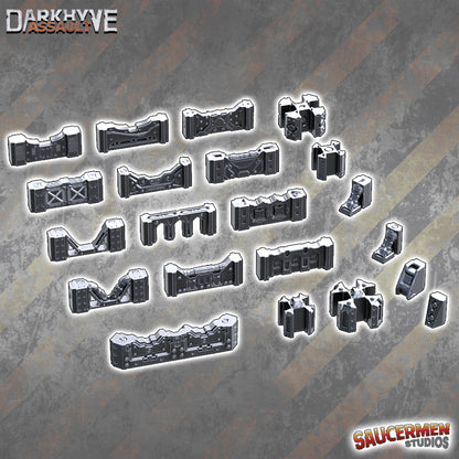 DarkHyve Assault – Low Walls - Sci-Fi Grimdark Miniatures by Saucermen Studios, Wargame Scale 3D Printed - photo 2