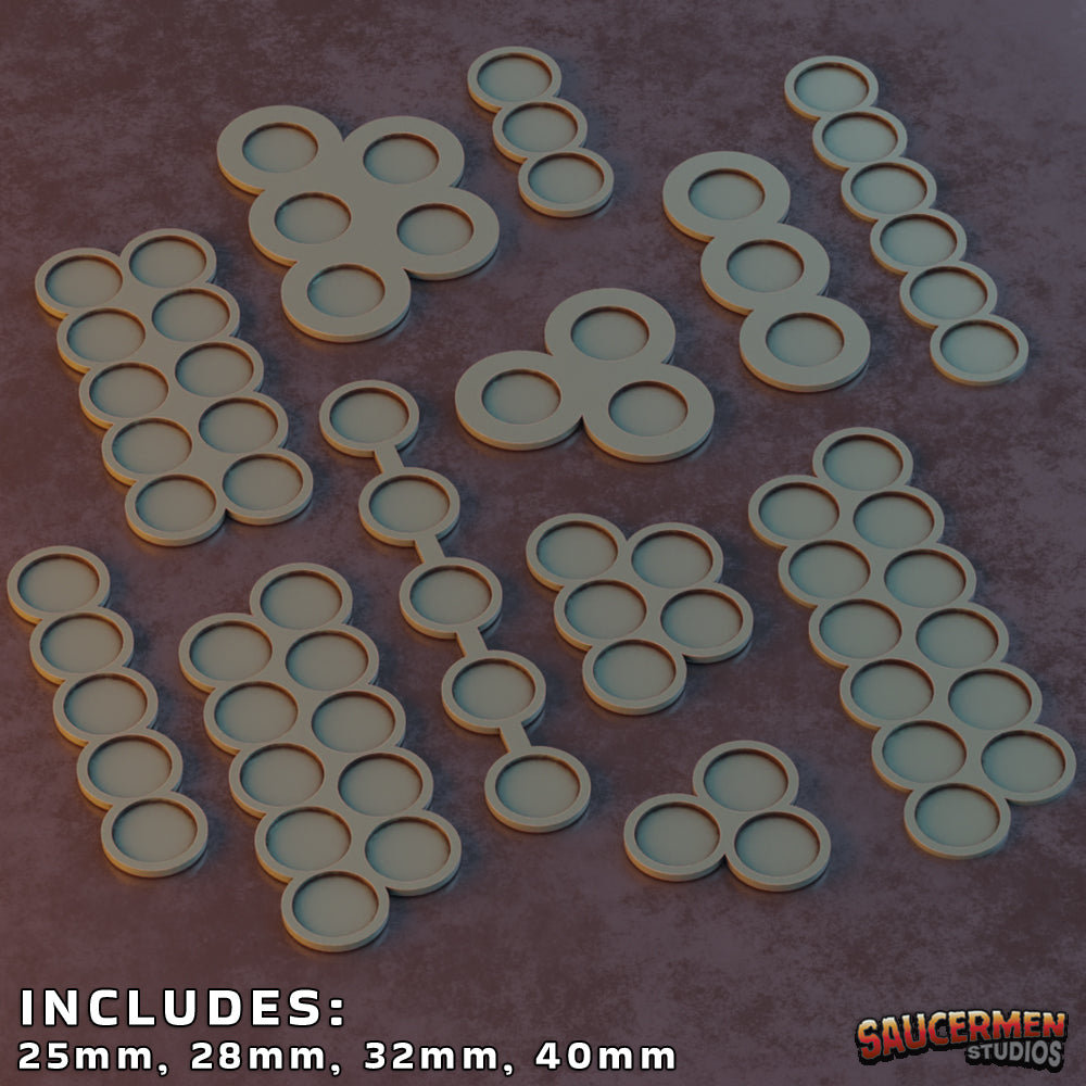 Skirmish Movement Trays - Sci-Fi Grimdark Miniatures by Saucermen Studios, Wargame Scale 3D Printed