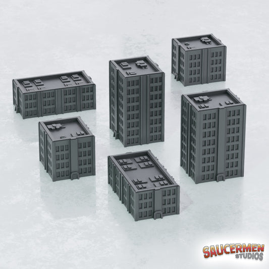 6mm Apartment Block Buildings - Sci-Fi Grimdark Miniatures by Saucermen Studios, Wargame Scale 3D Printed