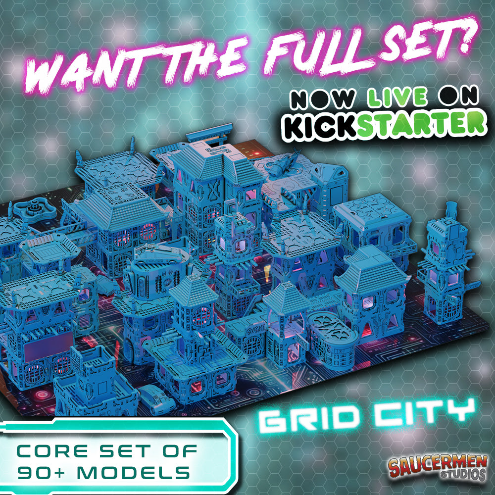 Grid City – Ruined Buildings - Sci-Fi Grimdark Miniatures by Saucermen Studios, Wargame Scale 3D Printed - photo 2