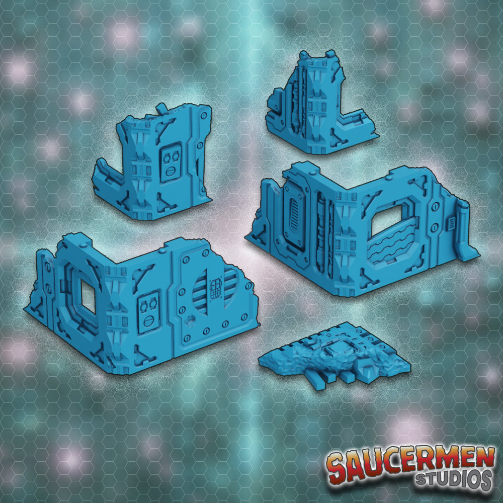Grid City – Ruined Buildings - Sci-Fi Grimdark Miniatures by Saucermen Studios, Wargame Scale 3D Printed - photo 3
