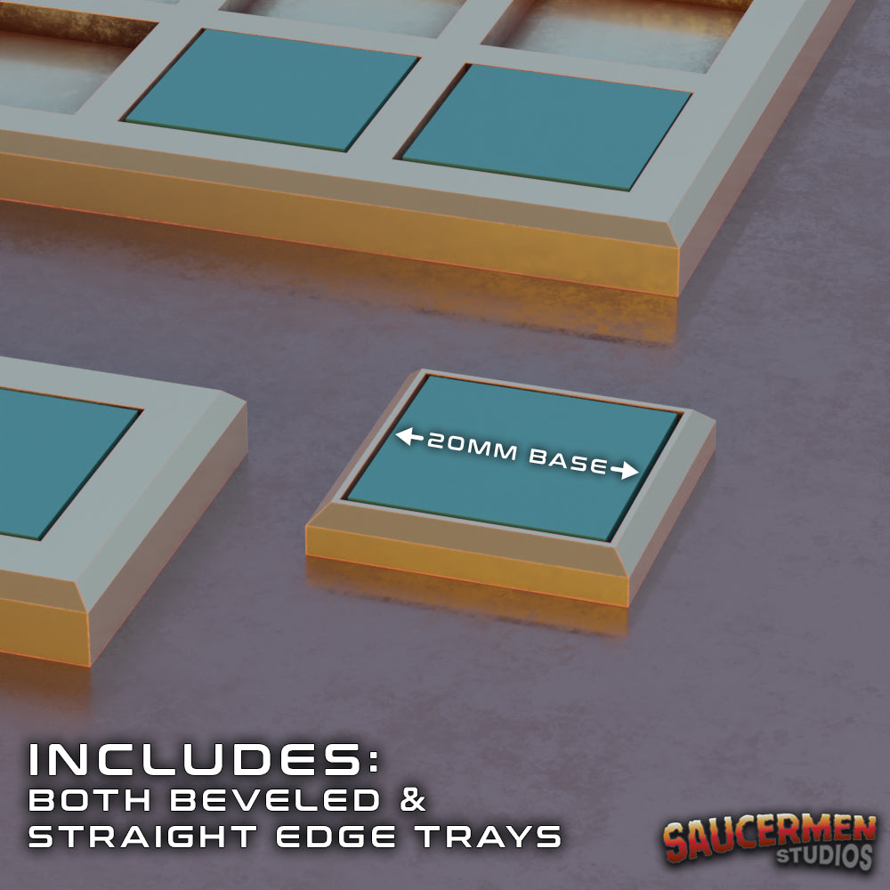 Movement Tray 20-25mm Converters - Square Base - Sci-Fi Grimdark Miniatures by Saucermen Studios, Wargame Scale 3D Printed - photo 2